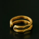 Italian Vintage Brushed Gold Open Ring - floysun