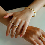 Italian Vintage Brushed Gold Open Ring - floysun