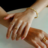 Italian Vintage Brushed Gold Open Ring - floysun