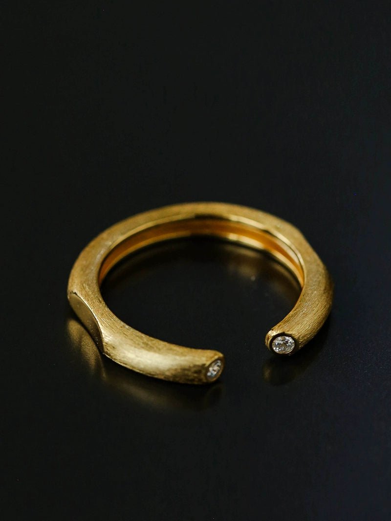 Italian Vintage Brushed Gold Open Ring - floysun