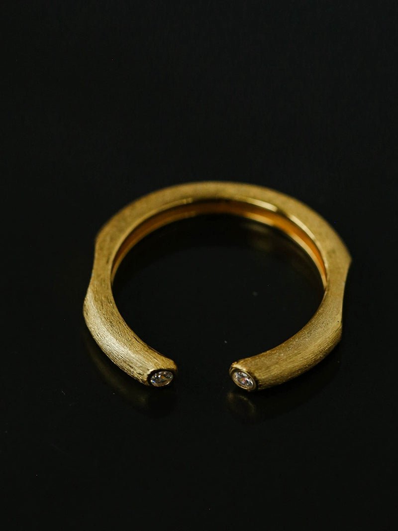 Italian Vintage Brushed Gold Open Ring - floysun