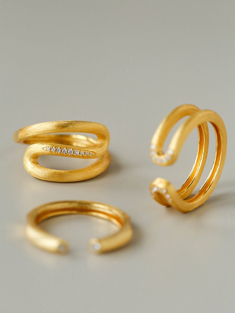 Italian Vintage Brushed Gold Open Ring - floysun