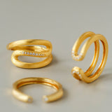 Italian Vintage Brushed Gold Open Ring - floysun