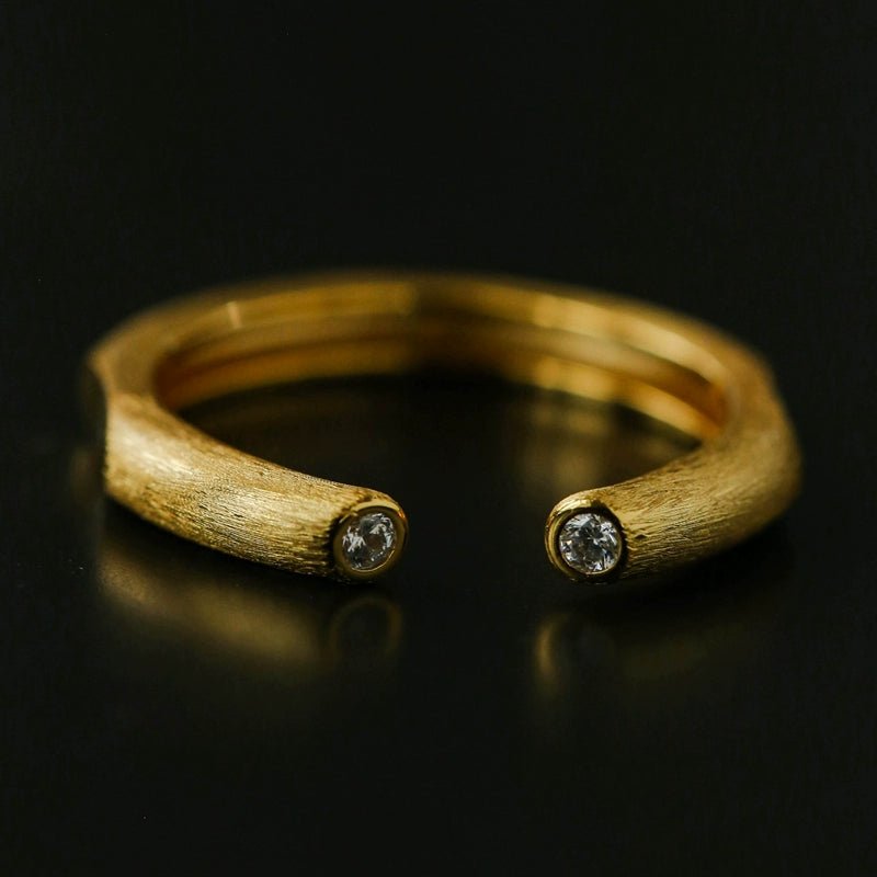 Italian Vintage Brushed Gold Open Ring - floysun