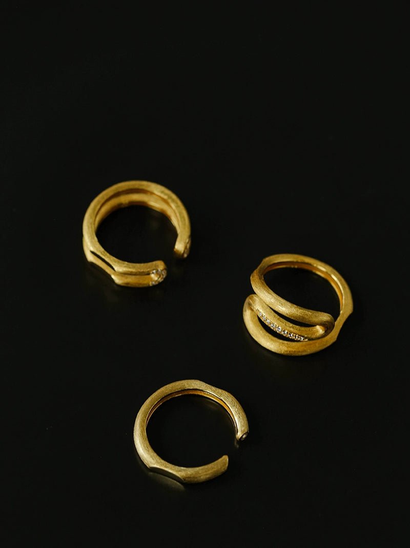 Italian Vintage Brushed Gold Open Ring - floysun