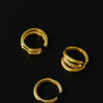 Italian Vintage Brushed Gold Open Ring - floysun