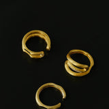 Italian Vintage Brushed Gold Open Ring - floysun