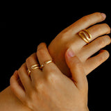 Italian Vintage Brushed Gold Open Ring - floysun
