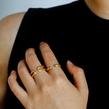 Italian Vintage Brushed Gold Open Ring - floysun