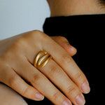 Italian Vintage Brushed Gold Open Ring - floysun