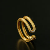 Italian Vintage Brushed Gold Open Ring - floysun