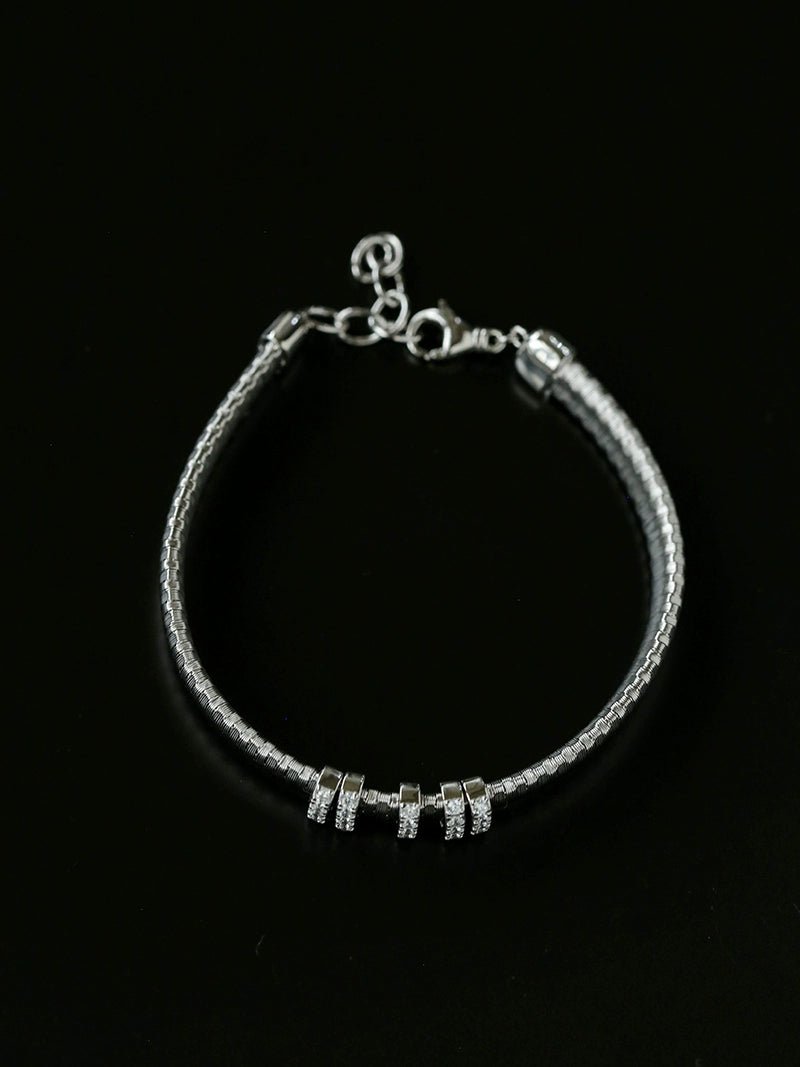 Italian Vintage - Inspired 925 Silver Brushed Flex Bracelet - floysun