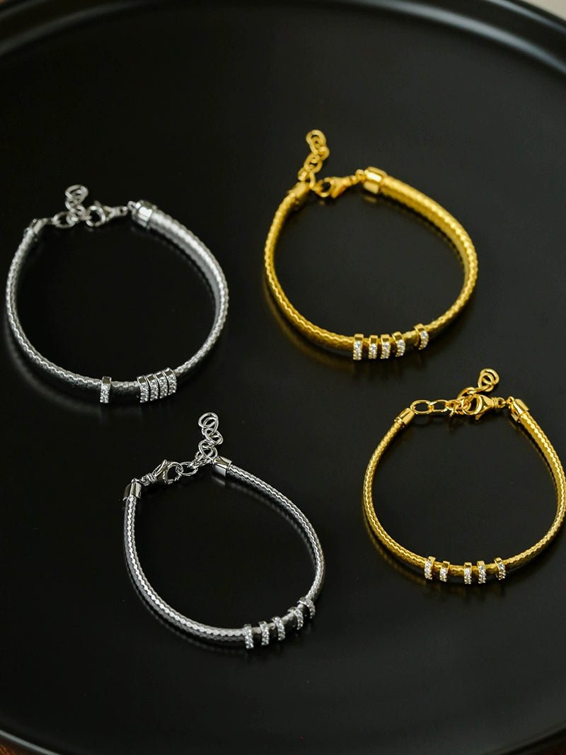 Italian Vintage - Inspired 925 Silver Brushed Flex Bracelet - floysun