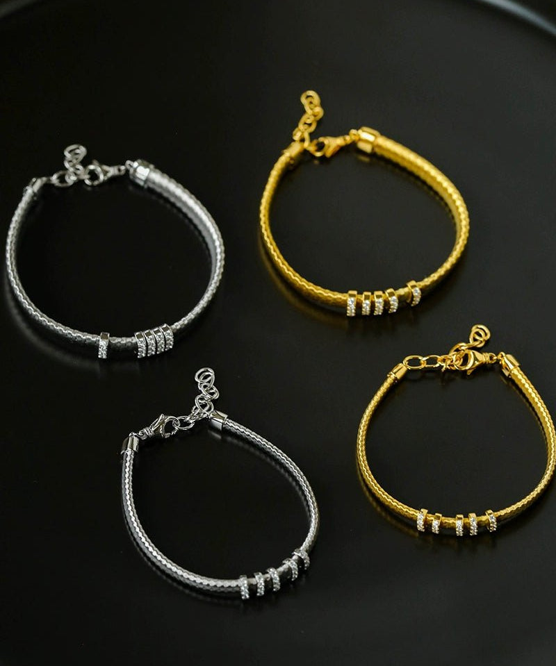 Italian Vintage - Inspired 925 Silver Brushed Flex Bracelet - floysun