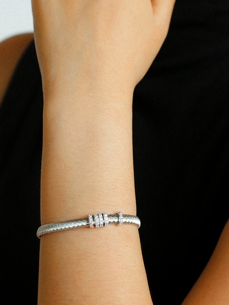 Italian Vintage - Inspired 925 Silver Brushed Flex Bracelet - floysun