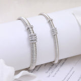 Italian Vintage - Inspired 925 Silver Brushed Flex Bracelet - floysun