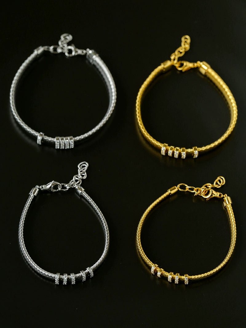 Italian Vintage - Inspired 925 Silver Brushed Flex Bracelet - floysun