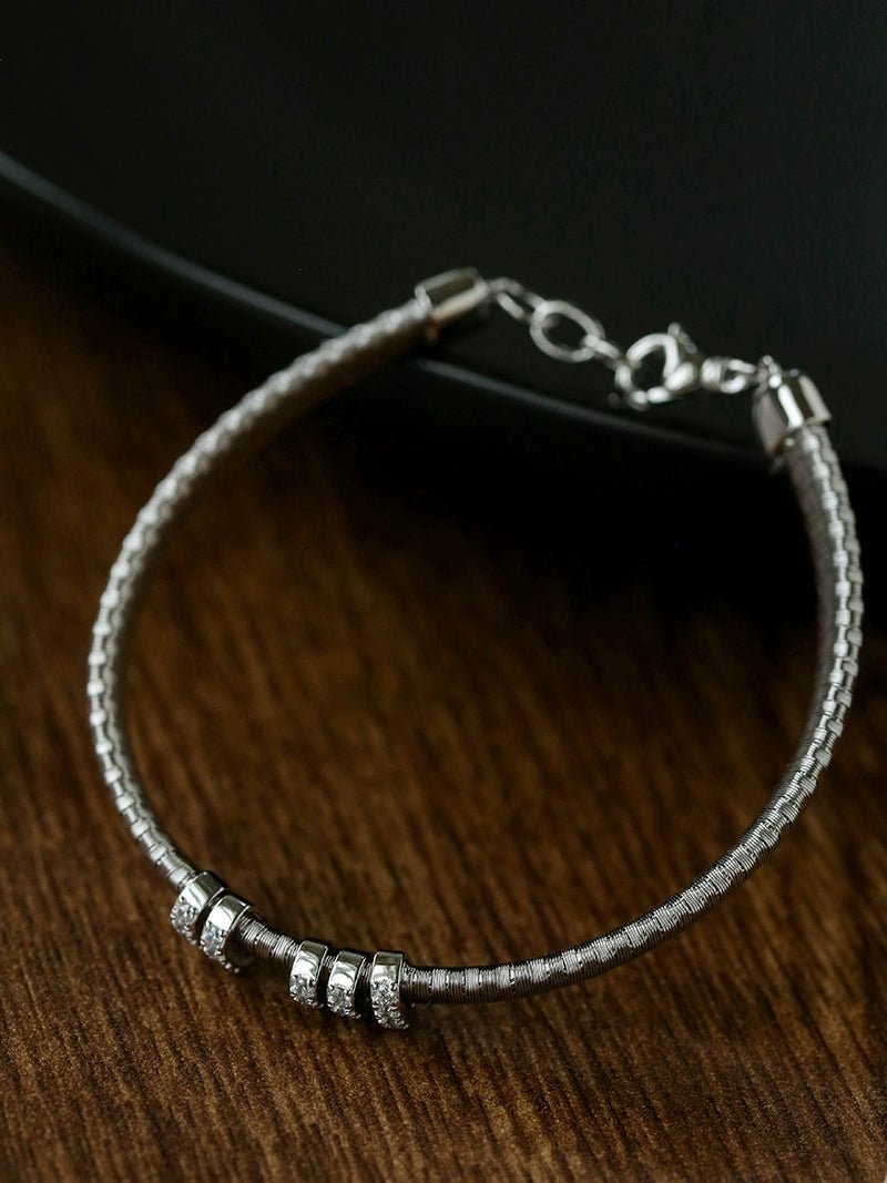 Italian Vintage - Inspired 925 Silver Brushed Flex Bracelet - floysun