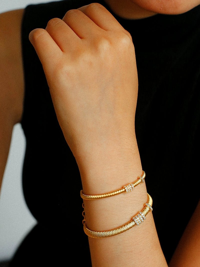 Italian Vintage - Inspired 925 Silver Brushed Flex Bracelet - floysun