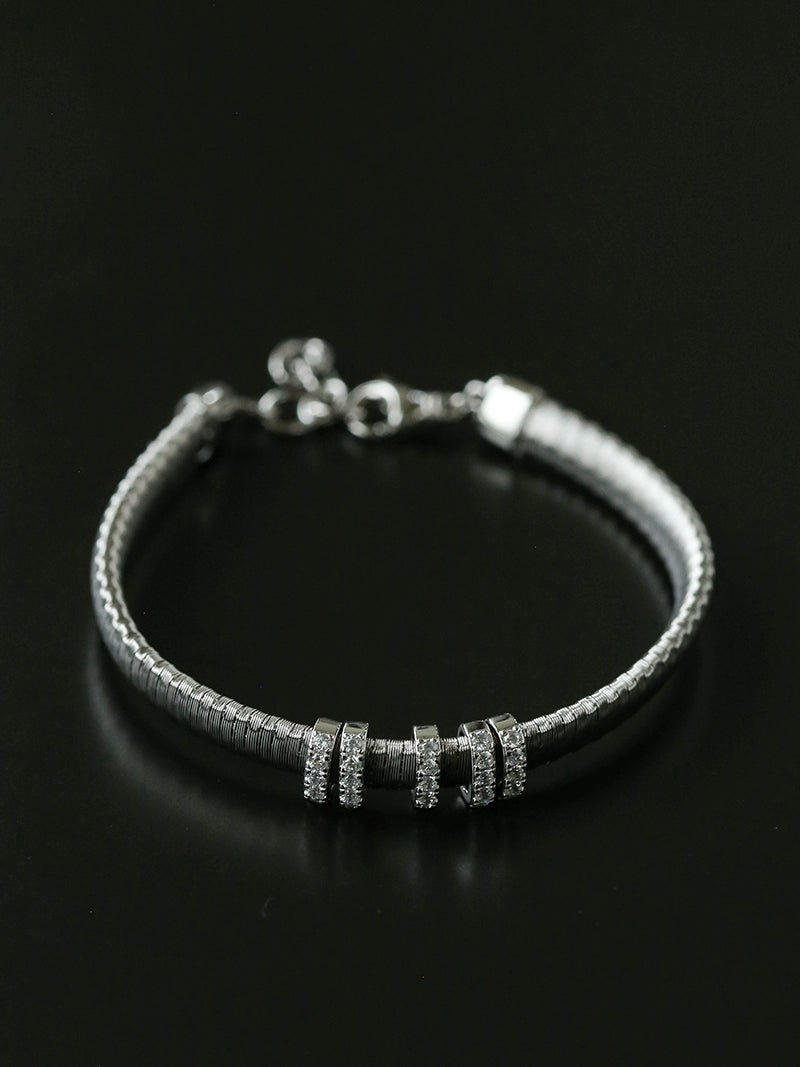Italian Vintage - Inspired 925 Silver Brushed Flex Bracelet - floysun