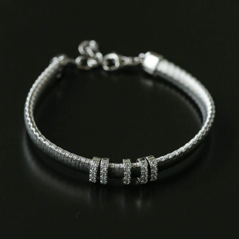Italian Vintage - Inspired 925 Silver Brushed Flex Bracelet - floysun