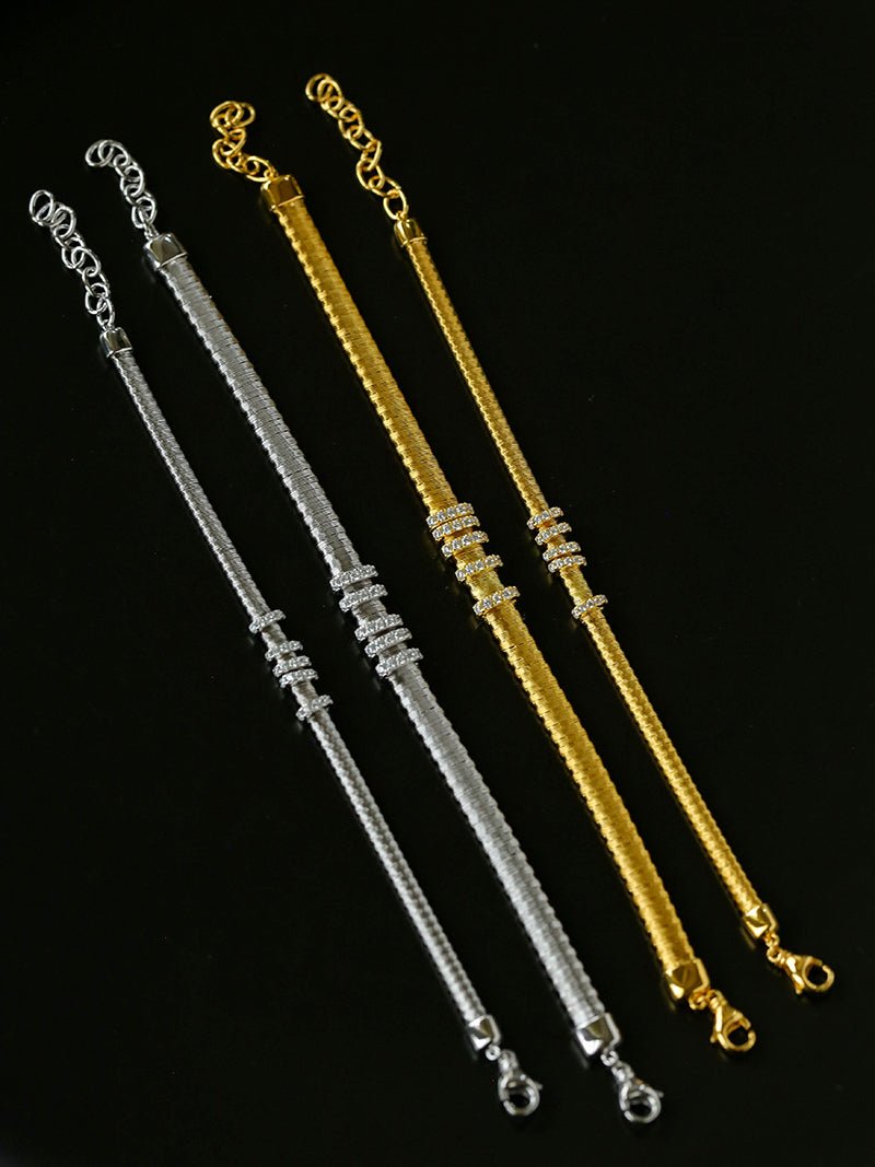 Italian Vintage - Inspired 925 Silver Brushed Flex Bracelet - floysun