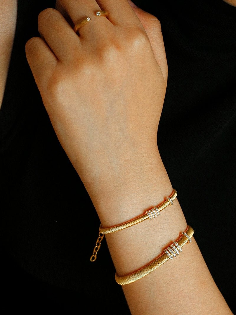 Italian Vintage - Inspired 925 Silver Brushed Flex Bracelet - floysun