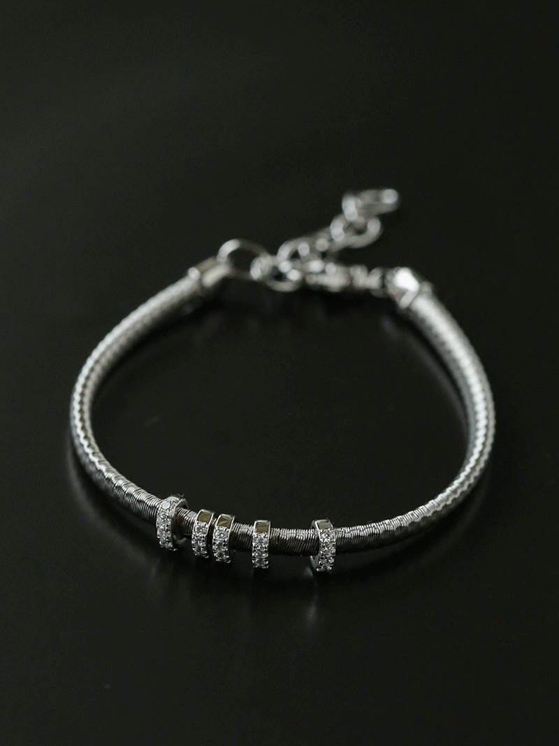 Italian Vintage - Inspired 925 Silver Brushed Flex Bracelet - floysun