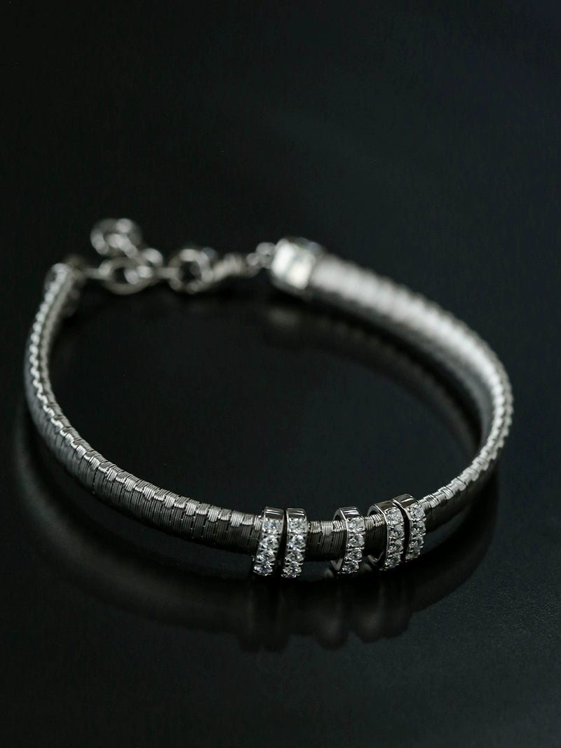 Italian Vintage - Inspired 925 Silver Brushed Flex Bracelet - floysun