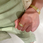 Italian Vintage - Inspired Braided Diamond Cuff Bracelet - floysun