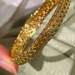 Italian Vintage - Inspired Braided Diamond Cuff Bracelet - floysun
