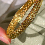 Italian Vintage - Inspired Braided Diamond Cuff Bracelet - floysun