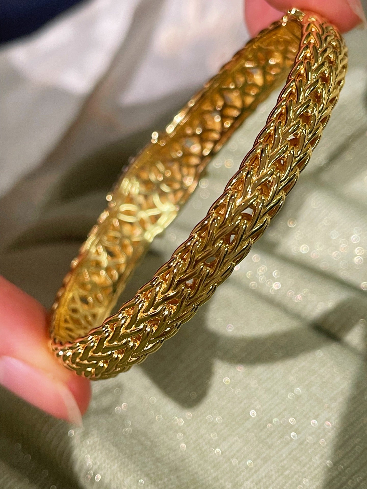 Italian Vintage - Inspired Braided Diamond Cuff Bracelet - floysun
