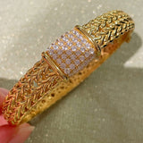 Italian Vintage - Inspired Braided Diamond Cuff Bracelet - floysun
