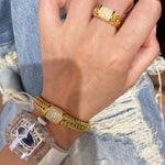 Italian Vintage - Inspired Braided Diamond Cuff Bracelet - floysun