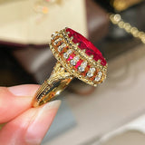 Italian Vintage Marquise Red Ruby Ring - floysun