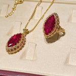 Italian Vintage Marquise Red Ruby Ring - floysun