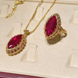 Italian Vintage Marquise Red Ruby Ring - floysun