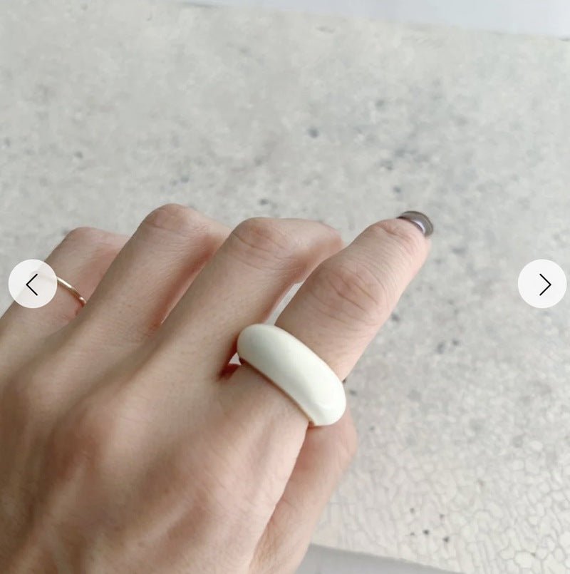 Japanese Minimal Enamel Slim Band Ring | Versatile Layering Style - floysun