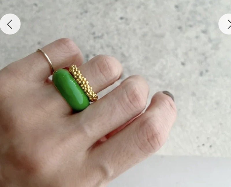Japanese Minimal Enamel Slim Band Ring | Versatile Layering Style - floysun