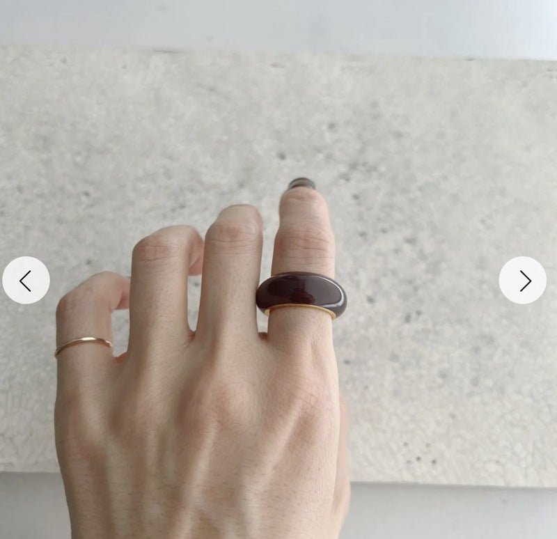 Japanese Minimal Enamel Slim Band Ring | Versatile Layering Style - floysun