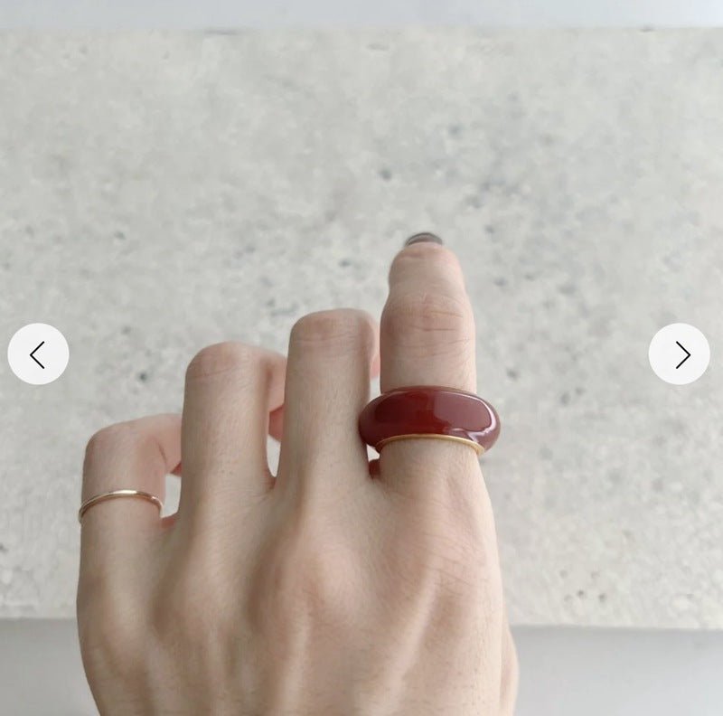 Japanese Minimal Enamel Slim Band Ring | Versatile Layering Style - floysun