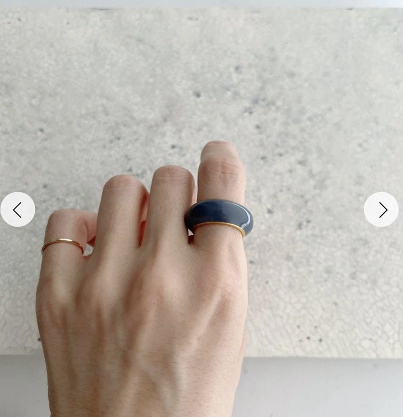 Japanese Minimal Enamel Slim Band Ring | Versatile Layering Style - floysun
