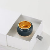 Japanese Minimal Enamel Wide Band Ring | Versatile Layering Style - floysun