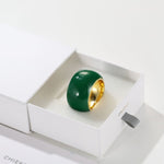 Japanese Minimal Enamel Wide Band Ring | Versatile Layering Style - floysun