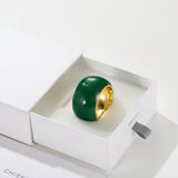Japanese Minimal Enamel Wide Band Ring | Versatile Layering Style - floysun