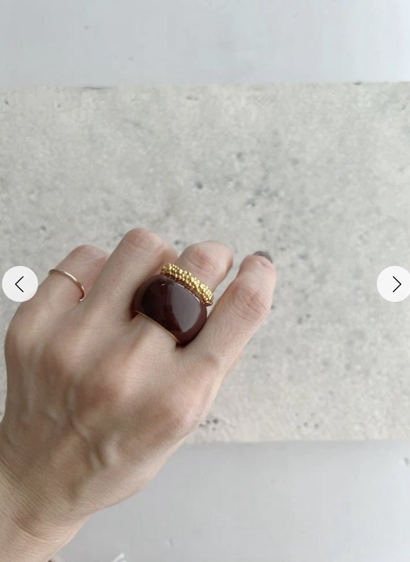 Japanese Minimal Enamel Wide Band Ring | Versatile Layering Style - floysun