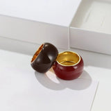 Japanese Minimal Enamel Wide Band Ring | Versatile Layering Style - floysun