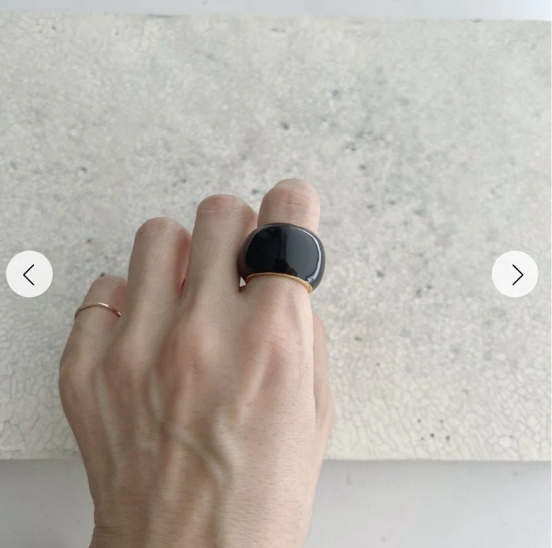 Japanese Minimal Enamel Wide Band Ring | Versatile Layering Style - floysun