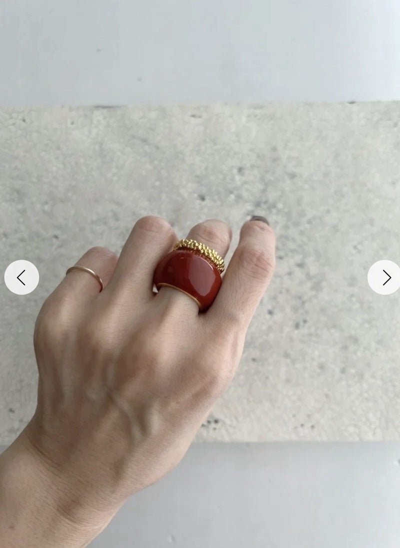 Japanese Minimal Enamel Wide Band Ring | Versatile Layering Style - floysun